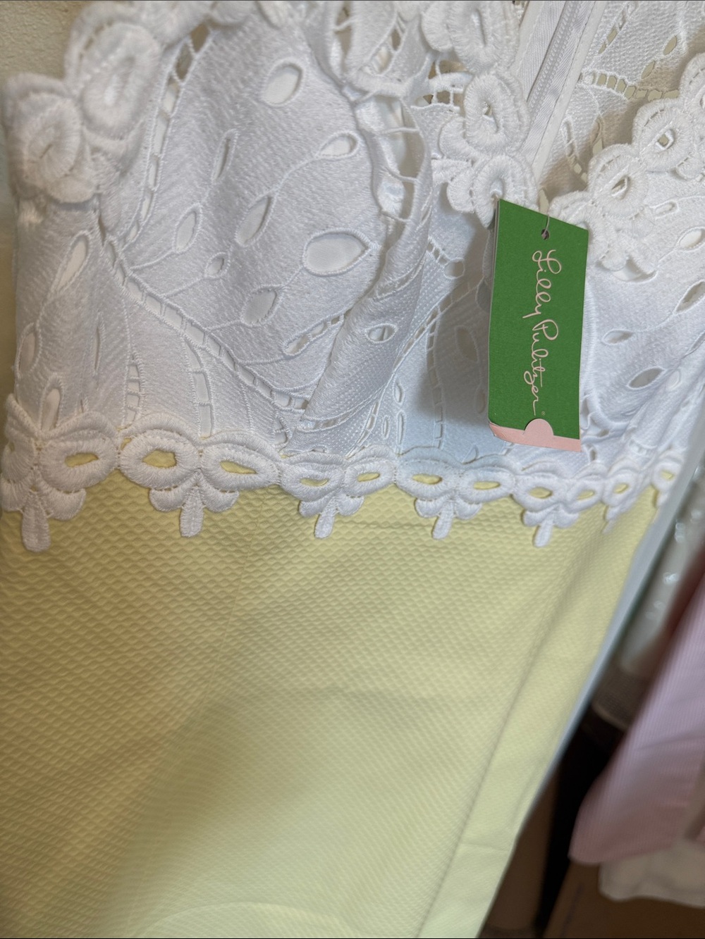 Lilly Pulitzer 🍋White Crochet Top Yellow Dress - Picture 15 of 16